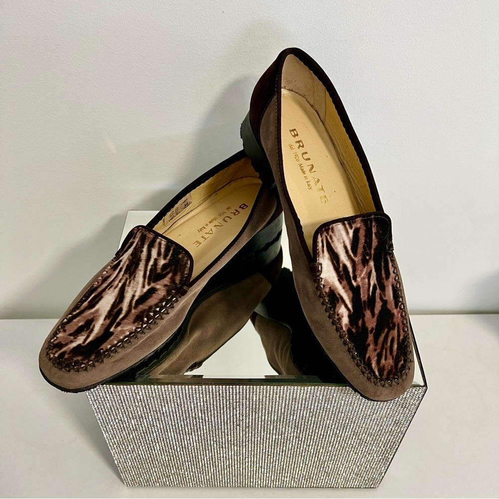BRUNATE - Moccasin Loafer Violet Suede / Zebra / Made in Italy 🇮🇹 - Picture 2 of 12